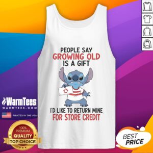 Tank top featuring 'Growing Old Is A Gift' quote, perfect for humorous gifts about aging and self-expression.