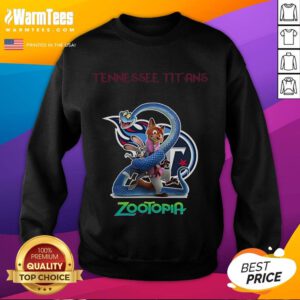 Good Tennessee Titans Zootopia 2 sweatshirt featuring vibrant graphics and cozy design, perfect for NFL fans.