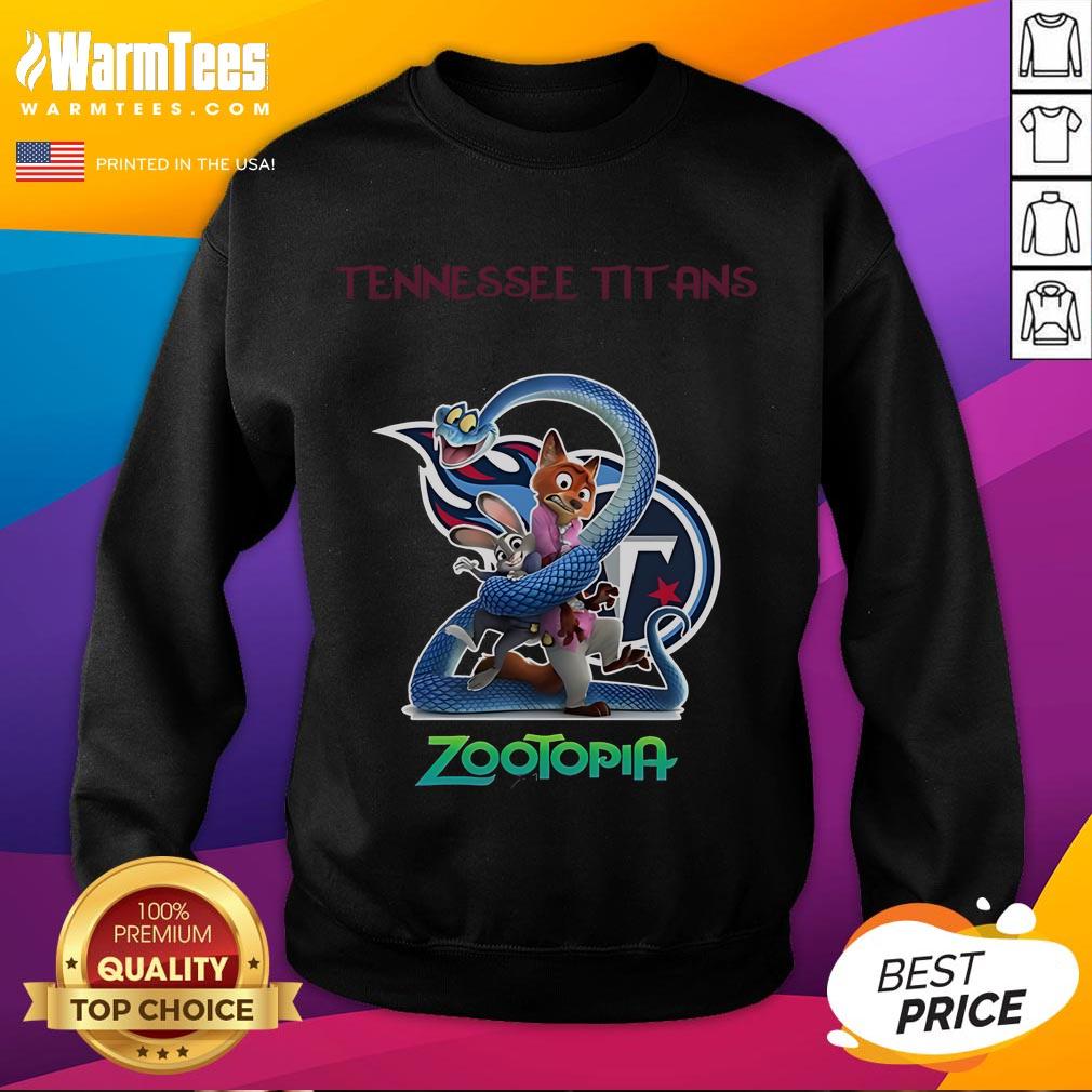 Good Tennessee Titans Zootopia 2 sweatshirt featuring vibrant graphics and cozy design, perfect for NFL fans.