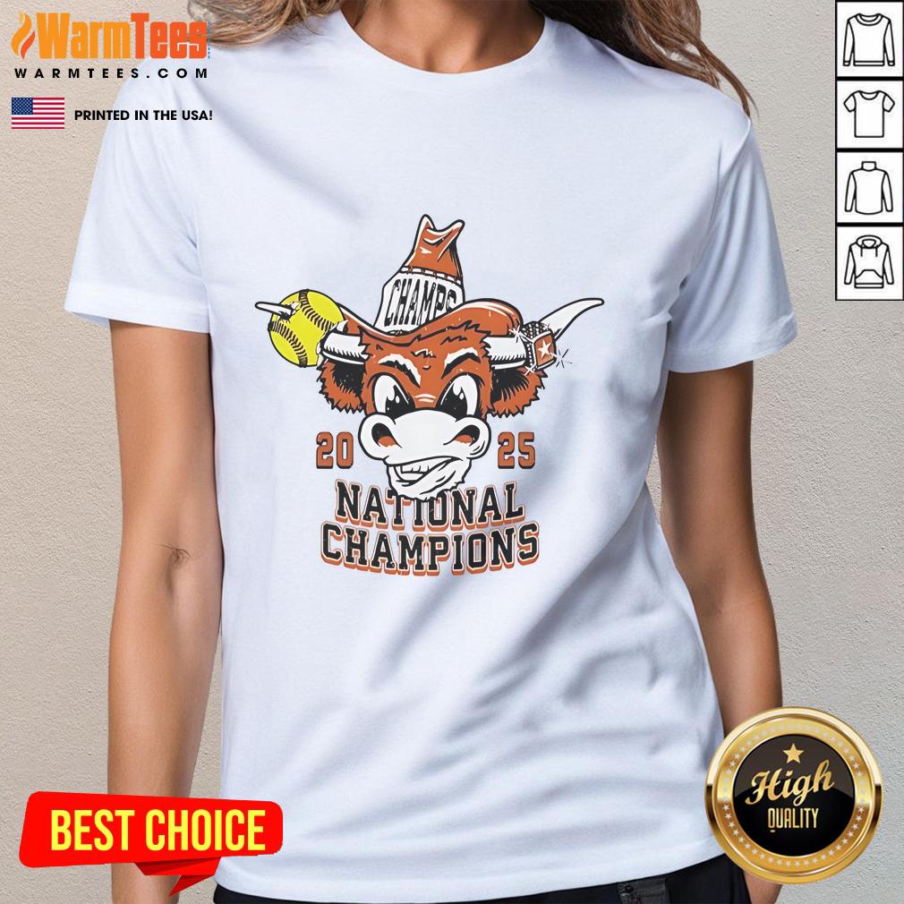Good Texas Longhorns Softball 2025 National Champions Ladies Tee celebrating the team's victory in stylish design.