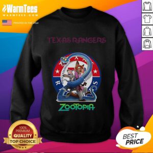 Good Texas Rangers Zootopia 2 Sweatshirt featuring vibrant graphics and cozy design, perfect for fans and casual wear.