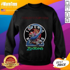 Good Toronto Raptors Zootopia 2 sweatshirt featuring vibrant graphics and team logo, perfect for fans and cozy wear.