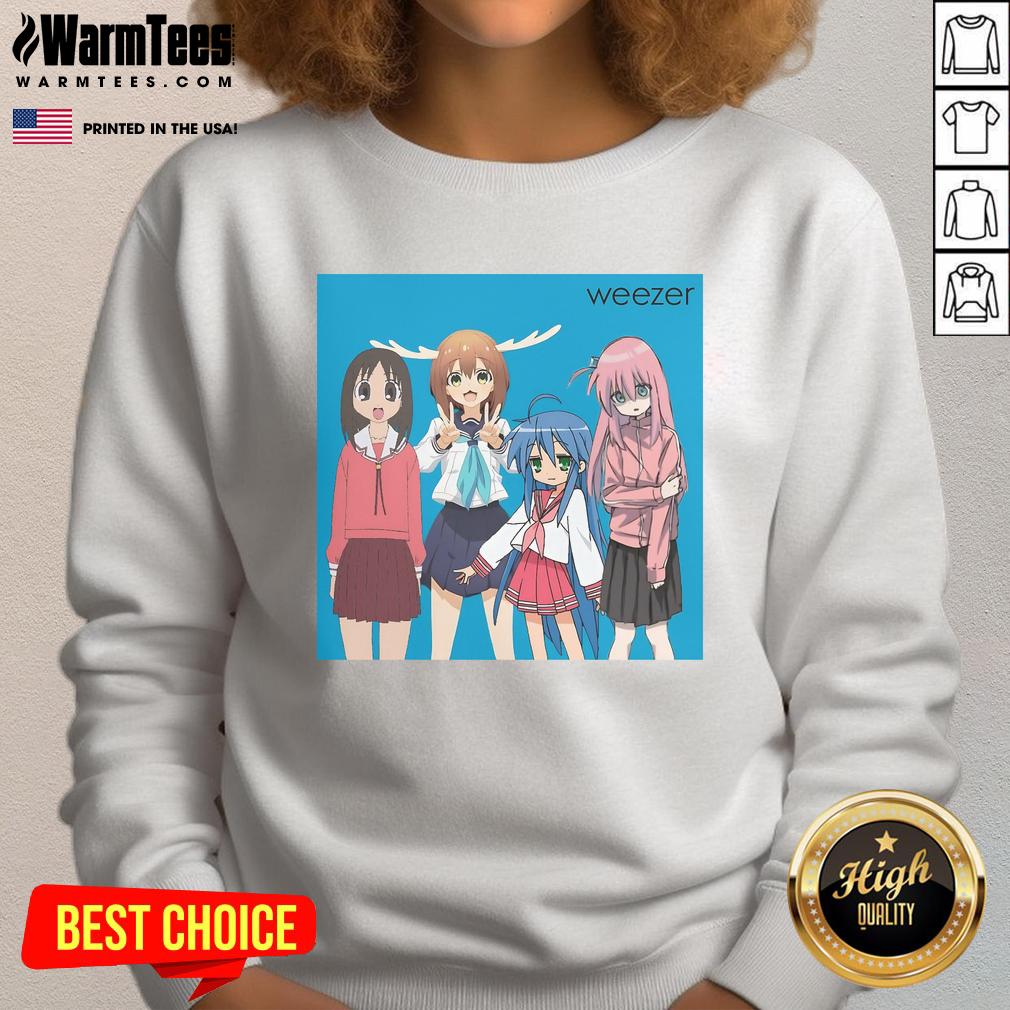 Good Weezer Ayumu Osaka sweatshirt featuring Kasuga, Noko, Shikanoko, and Konata Izumi designs by Gotoh Hitori.