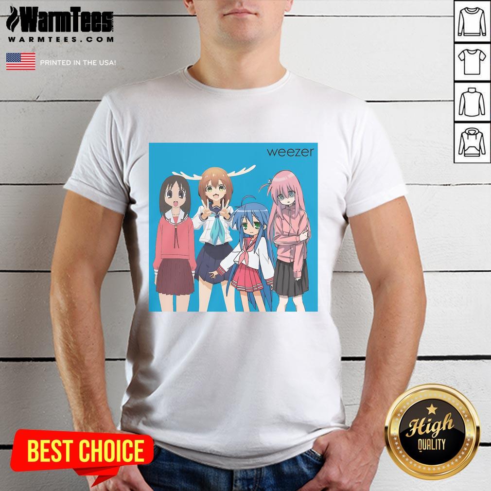 Alt Text: Good Weezer Ayumu Osaka Kasuga Noko Shikanoko Konata Izumi Gotoh Hitori T-Shirt featuring vibrant anime design.