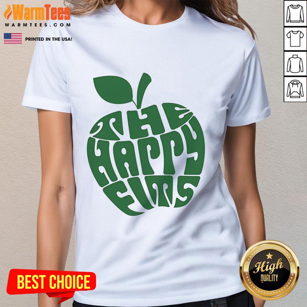 Happy Apple Ringer tee by The Happy Fits featuring vibrant colors and a playful design, perfect for casual wear.