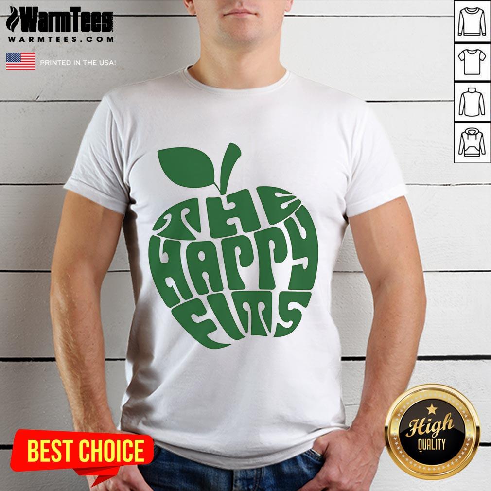 Happy Apple Ringer T-Shirt from The Happy Fits featuring a vibrant apple graphic and playful typography.
