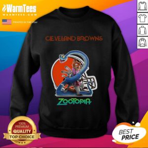 Happy Cleveland Browns Zootopia 2 sweatshirt, featuring a vibrant design perfect for fans and cozy game day attire.