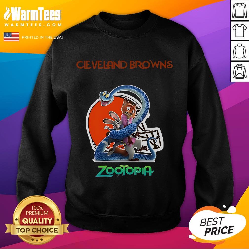 Happy Cleveland Browns Zootopia 2 sweatshirt, featuring a vibrant design perfect for fans and cozy game day attire.