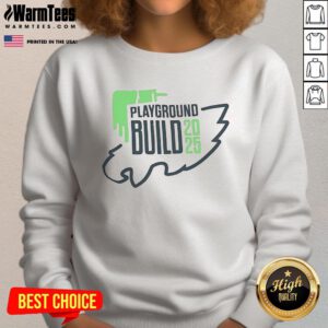 Happy Philadelphia Eagles Playground Build 2025 sweatshirt featuring vibrant team colors and logo for fans and supporters.