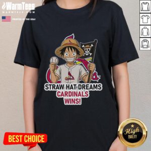 Alt Text: Happy St. Louis Cardinals tee featuring Monkey D. Luffy, perfect for fans celebrating dreams and wins.