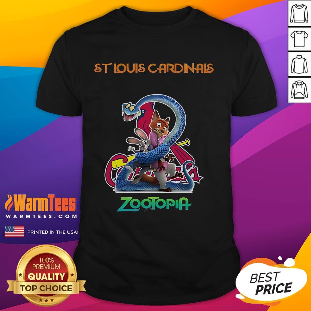 Happy St. Louis Cardinals Zootopia 2 T-Shirt featuring vibrant graphics and team colors for fans and collectors.
