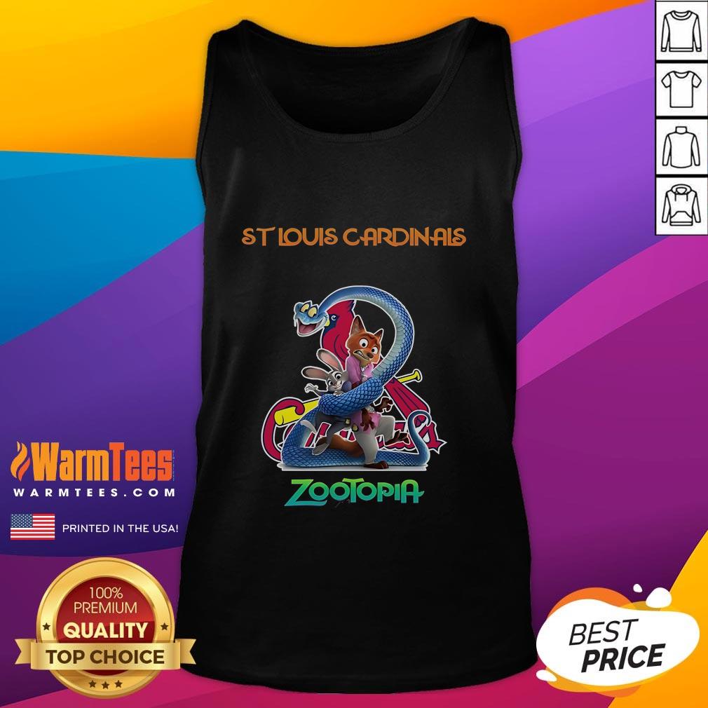 Happy St. Louis Cardinals Zootopia 2 tank top featuring vibrant graphics and playful design for fans.