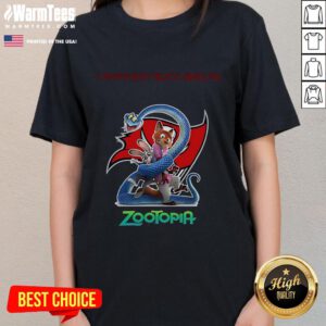 Alt Text: Happy Tampa Bay Buccaneers Zootopia 2 Ladies Tee featuring vibrant design and team logo, perfect for fans.
