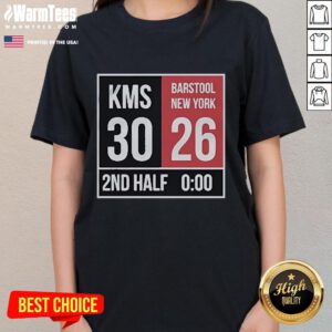 Hot Kirk Comeback KMS 30 Barstool New York 26 2nd Half Ladies Tee in vibrant colors, perfect for game day style.