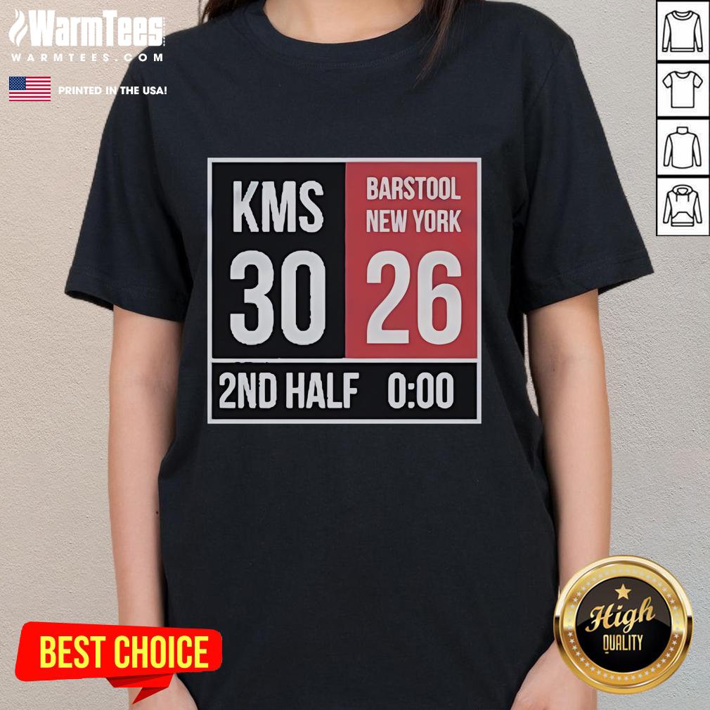 Hot Kirk Comeback KMS 30 Barstool New York 26 2nd Half Ladies Tee in vibrant colors, perfect for game day style.