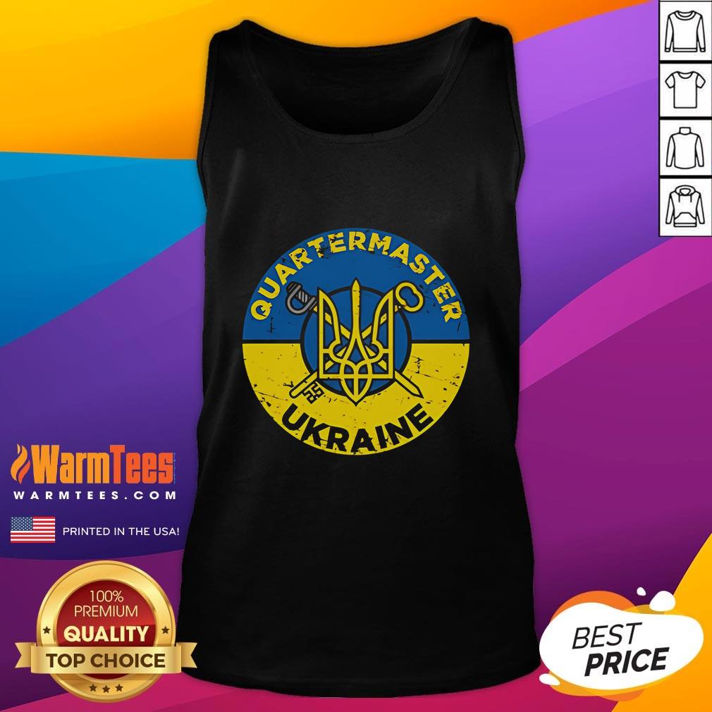 Alt Text: Hot Quartermaster for Ukraine Special Edition tank top featuring bold graphics and patriotic colors.
