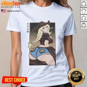 Alt Text: Hot Reverse Cowgirl Supps Waifu Ladies Tee featuring a stylish design perfect for fans of unique graphic apparel.