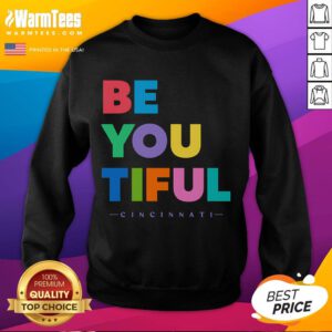 Cozy Nice Beyoutiful Cincinnati sweatshirt displayed on a hanger, showcasing vibrant colors and stylish design.
