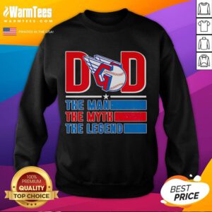 Nice Dad sweatshirt featuring 'The Man, The Myth, The Legend' design with Cleveland Guardians logo, perfect for fans.