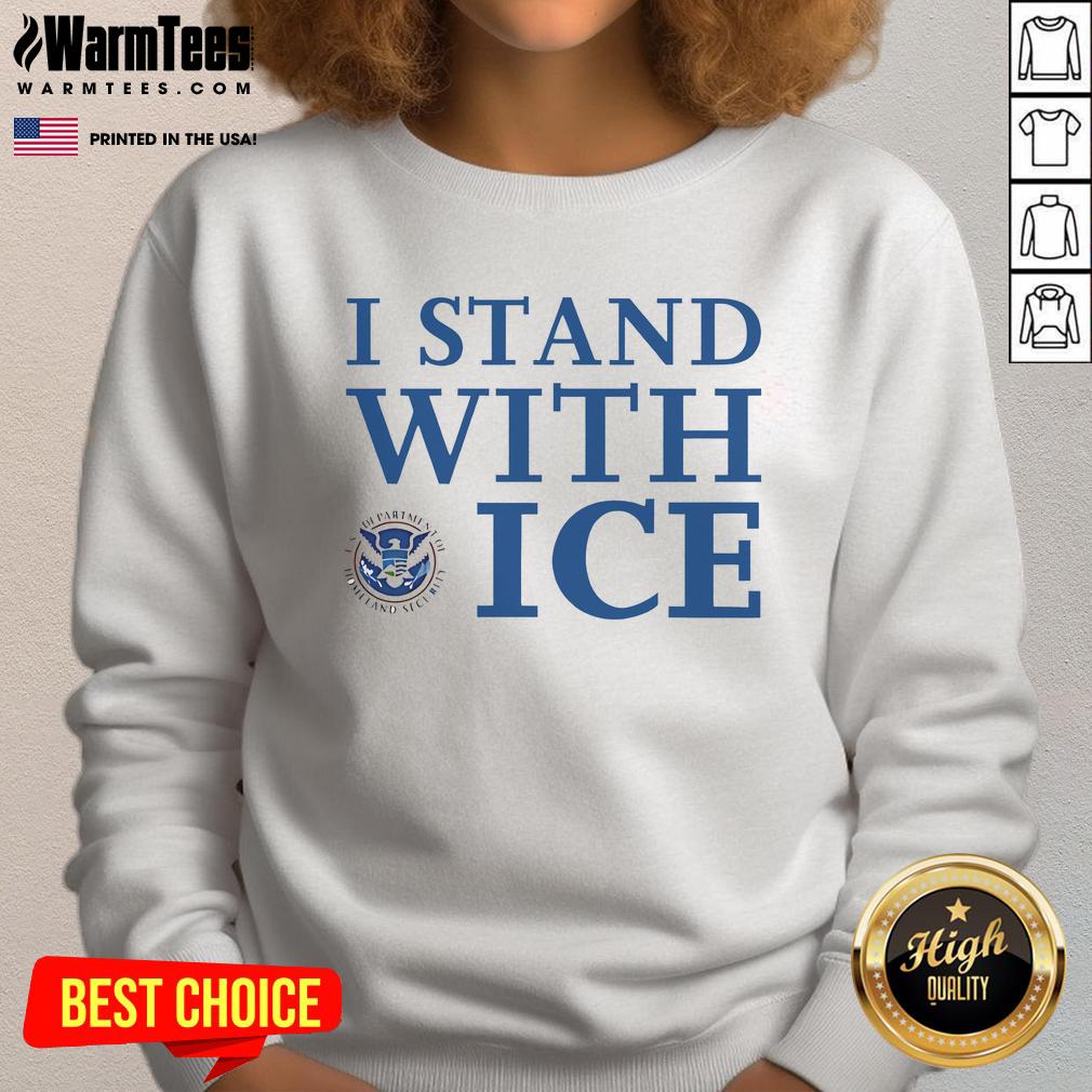 Nice I Stand With Ice logo sweatshirt featuring a bold design, perfect for stylish and cozy casual wear.