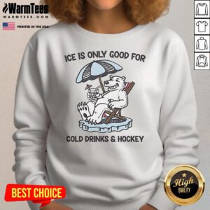 Cozy Nice Ice sweatshirt featuring a fun hockey design, perfect for cold drinks and hockey fans.