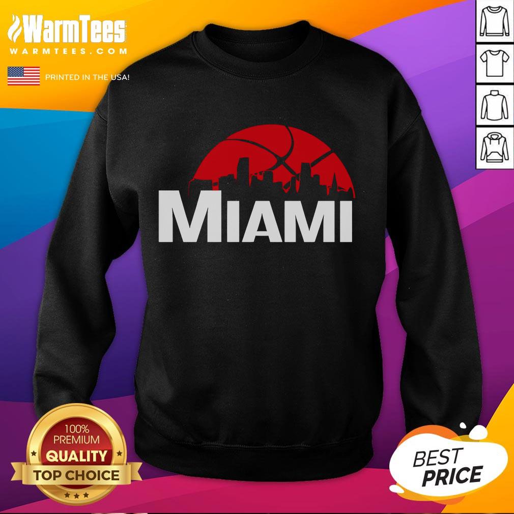 Stylish 2025 Nice Miami Heat cityscape skyline sweatshirt featuring vibrant colors and iconic Miami architecture.