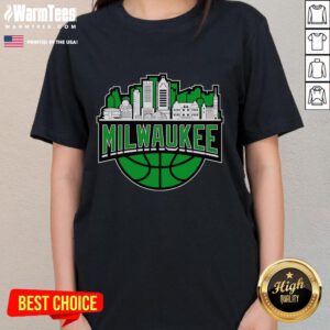 Stylish 2025 Milwaukee Bucks basketball ladies' tee in city-inspired design, perfect for fans and everyday wear.