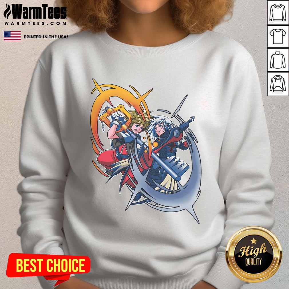 Nice Sora vs Riku rival battle sweatshirt featuring epic Kingdom Hearts Keyblade duel design.