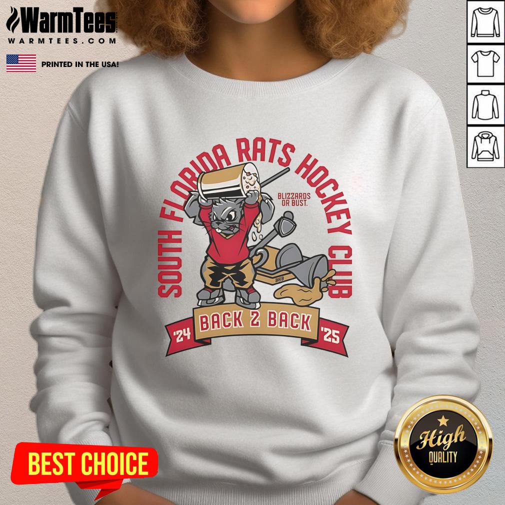 Alt Text: Nice South Florida Rats Hockey Club Back 2 Back 24-25 mascot sweatshirt featuring vibrant team colors and logo.