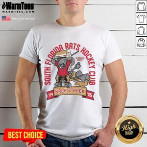 Alt Text: Nice South Florida Rats Hockey Club Back 2 Back 24-25 mascot t-shirt featuring vibrant team colors and logo.
