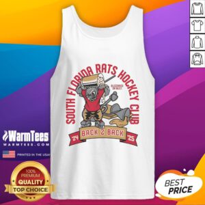 Nice South Florida Rats Hockey Club Back 2 Back 24-25 mascot tank top featuring vibrant team colors and logo design.