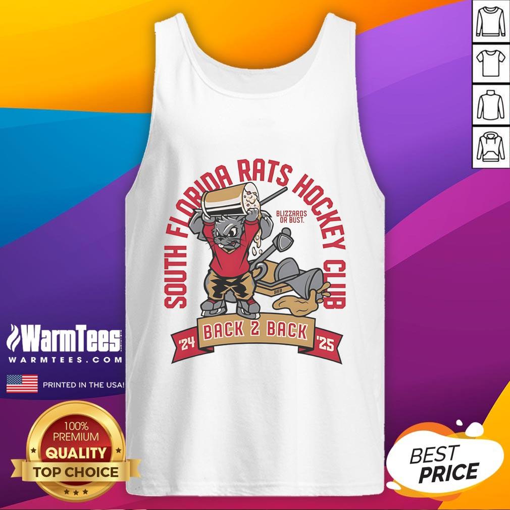 Nice South Florida Rats Hockey Club Back 2 Back 24-25 mascot tank top featuring vibrant team colors and logo design.