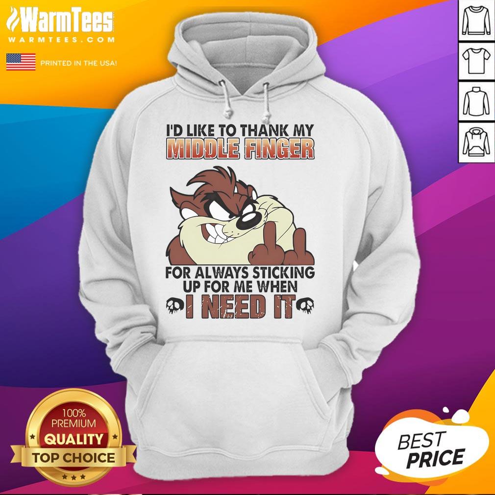 Funny hoodie featuring 'I'd like to thank my middle finger' design, perfect for casual wear and expressing attitude.