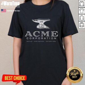 Official ACME Corporation Anvils and Explosives Detonators Ladies Tee featuring a stylish design and vibrant colors.