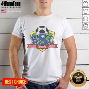 Alt Text: Official Backyard Soccer League Logo T-Shirt featuring vibrant design and logo, perfect for soccer enthusiasts.