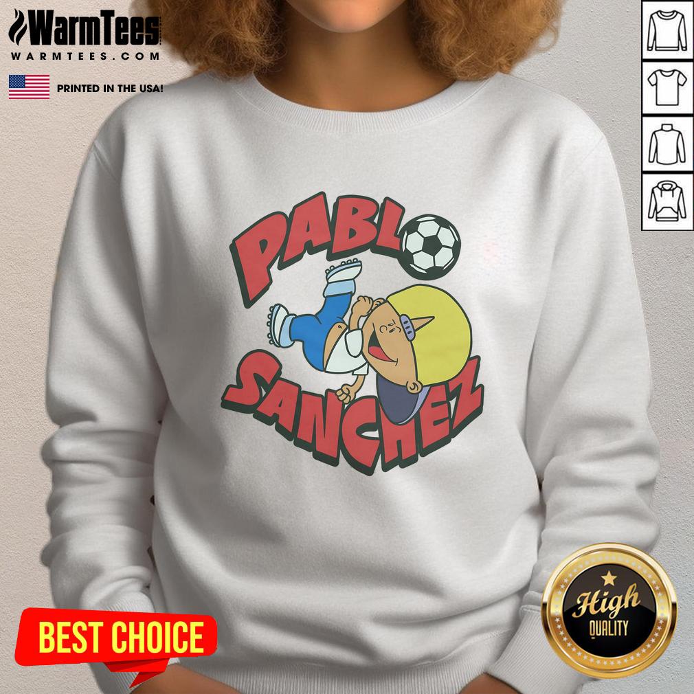 Official Backyard Soccer Pablo Sanchez Sweatshirt featuring vibrant graphics and a comfortable fit for fans and players.