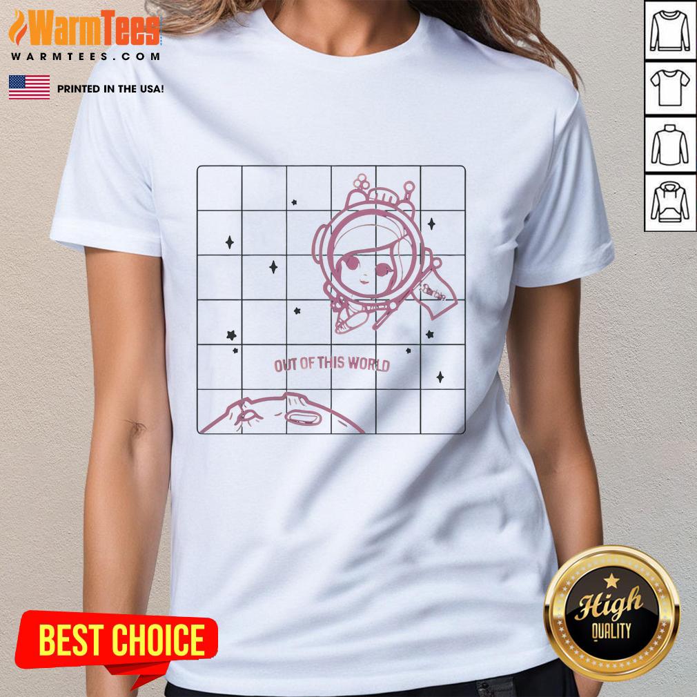 Alt Text: Official Barbie Out Of This World Cutie Ladies Tee featuring vibrant colors and playful design for stylish fans.