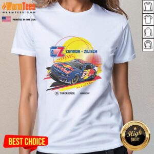 Official Connor Zilisch CotA Red Bull Trackhouse NASCAR ladies tee featuring vibrant design and comfortable fit.
