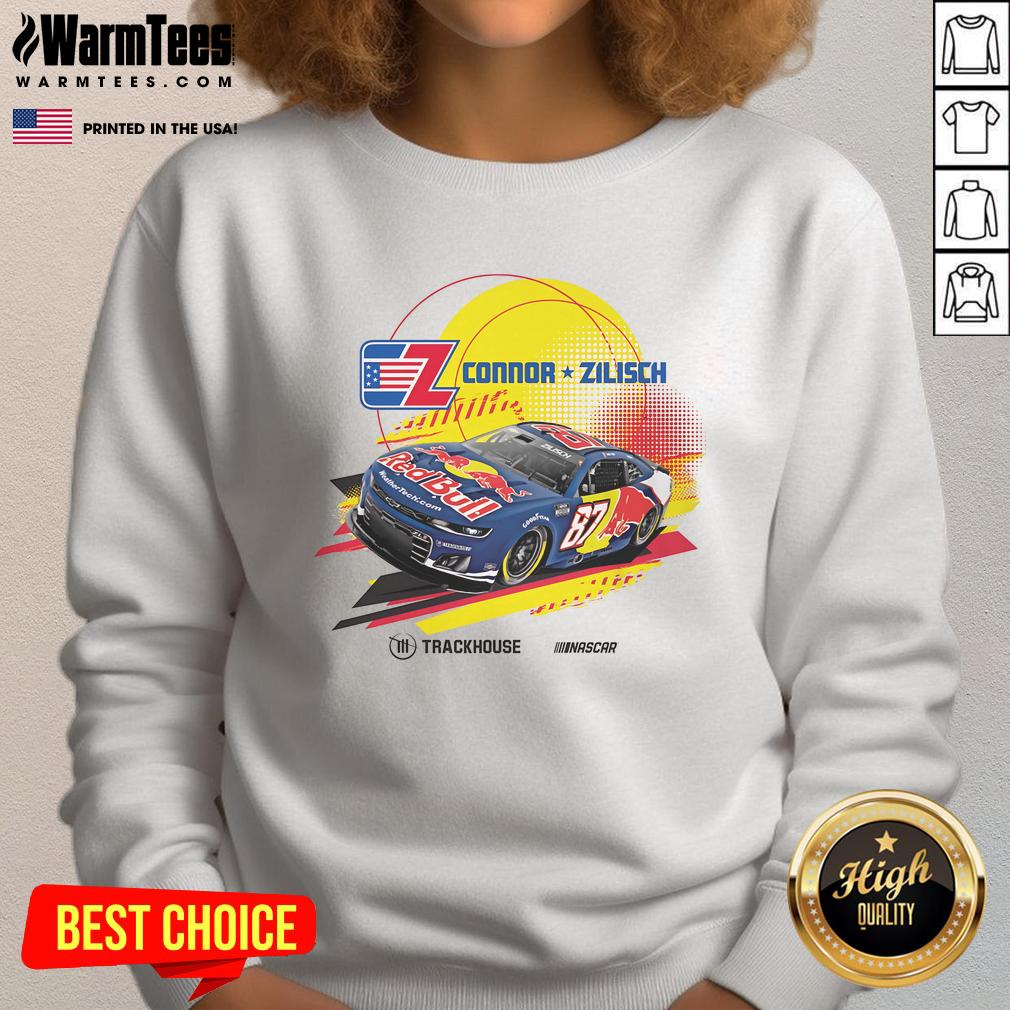 Connor Zilisch 87 CotA Red Bull Trackhouse NASCAR sweatshirt in vibrant colors, perfect for racing fans and enthusiasts.