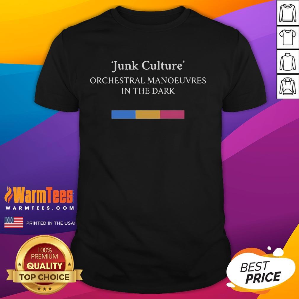 Official Junk Culture Orchestral Manoeuvres In The Dark T-Shirt featuring vibrant graphics and retro design.