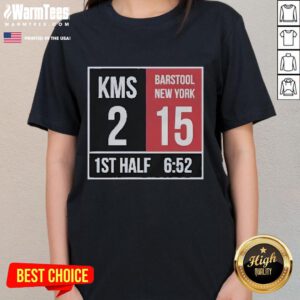 Official Kirk Comeback KMS 2 Barstool New York 15 1st Half Ladies Tee featuring a stylish design for fans.