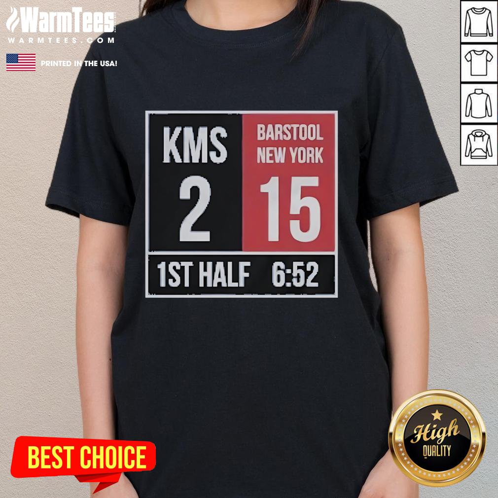 Official Kirk Comeback KMS 2 Barstool New York 15 1st Half Ladies Tee featuring a stylish design for fans.