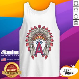 Official Los Angeles Angels Native American logo tank top featuring vibrant design and team spirit for fans.