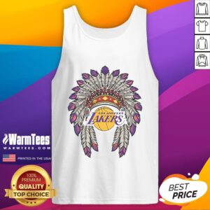 Official Los Angeles Lakers Native American logo tank top showcasing vibrant design and team spirit for fans.