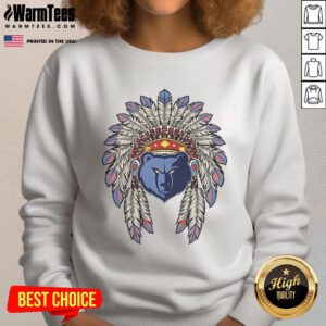 Alt Text: Official Memphis Grizzlies Native American logo sweatshirt featuring unique design and vibrant colors for fans.