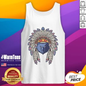 Official Memphis Grizzlies Native American logo tank top showcasing team spirit and cultural design.
