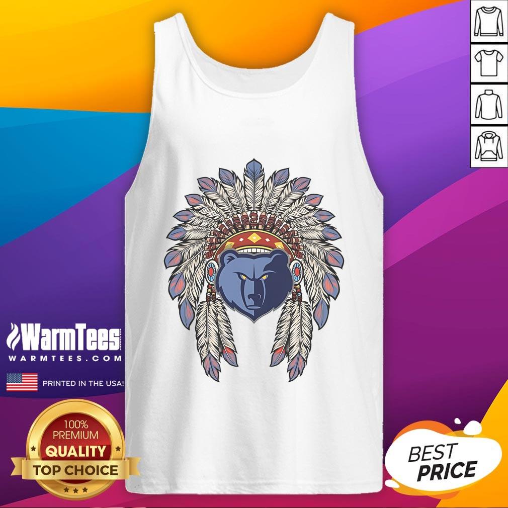 Official Memphis Grizzlies Native American logo tank top showcasing team spirit and cultural design.