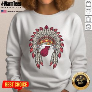 Official Miami Heat Native American logo sweatshirt showcasing vibrant team colors and unique design for fans.