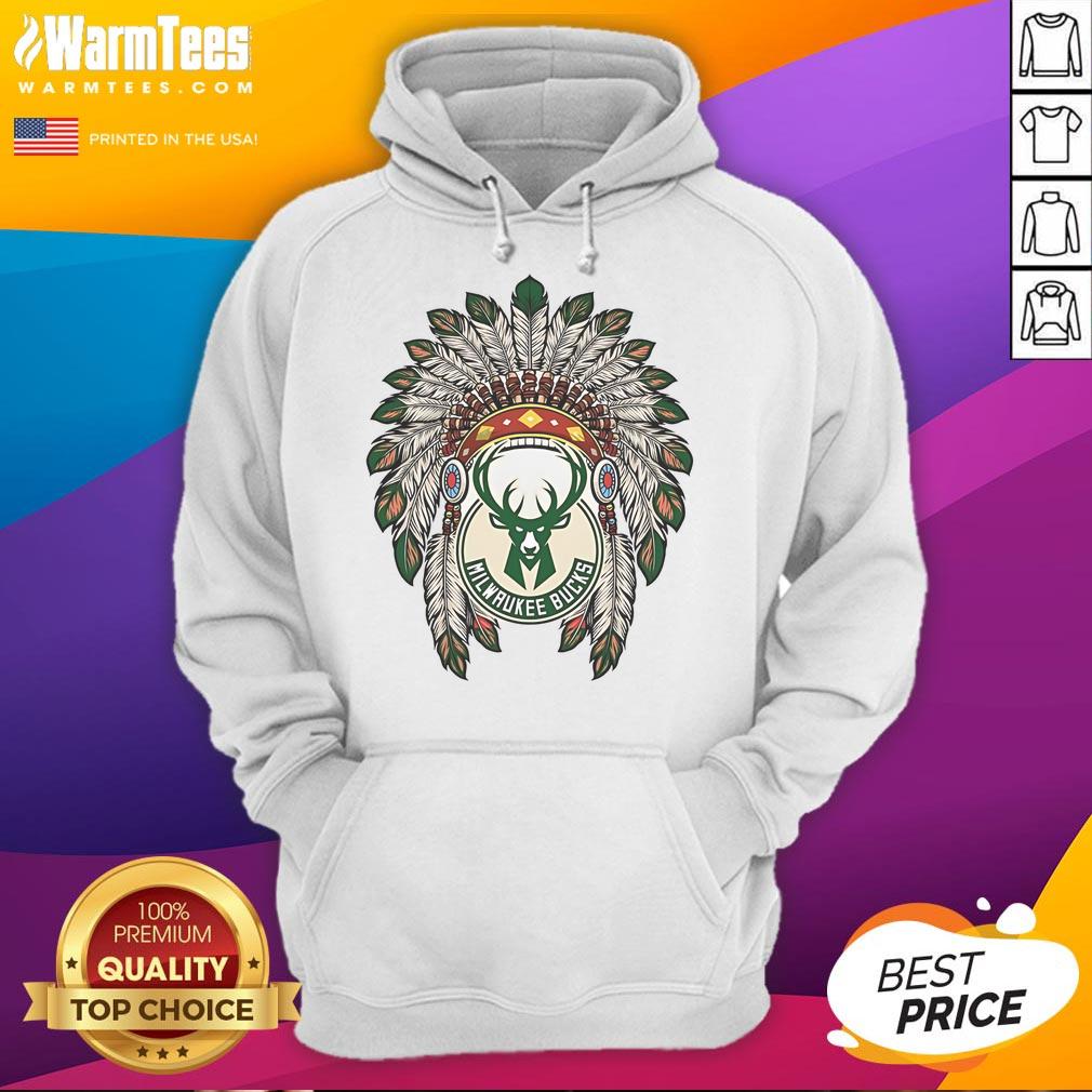 Official Milwaukee Bucks Native American logo hoodie featuring vibrant team colors and unique design for fans.