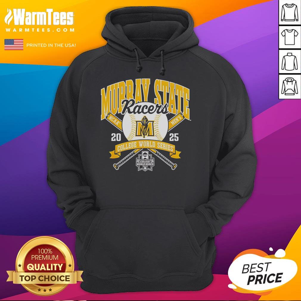 Alt Text: Official NCAA Murray State Racers College World Series 2025 baseball hoodie featuring logo and team colors.